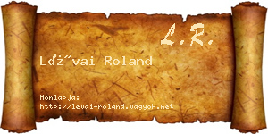 Lévai Roland névjegykártya